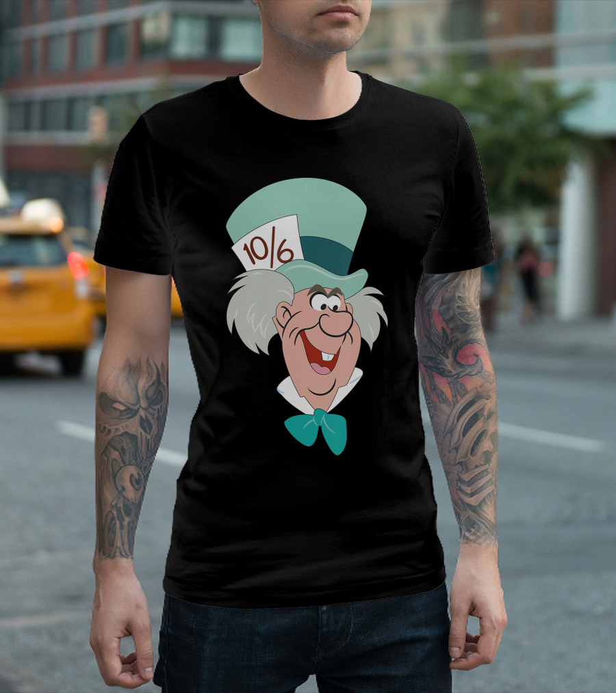 Disney Alice In Wonderland Mad Hatter 10/6 Big Face T-Shirt