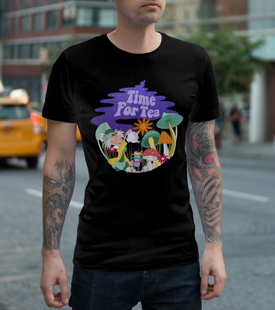 Disney Alice In Wonderland Mad Hatter Time For Tea Mushrooms T-Shirt
