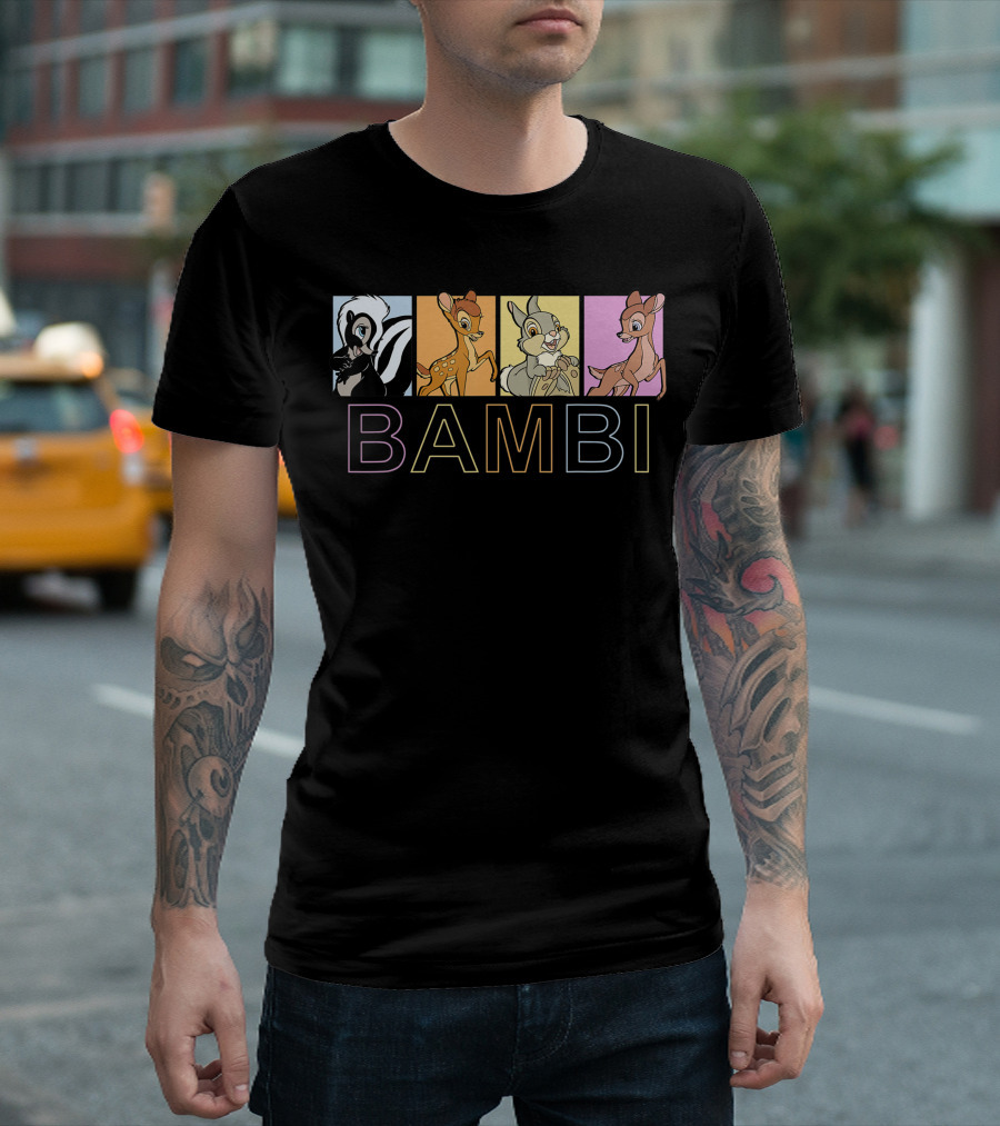 Bambi Forest Friends Thumper Flower Faline Retro Panels T-Shirt
