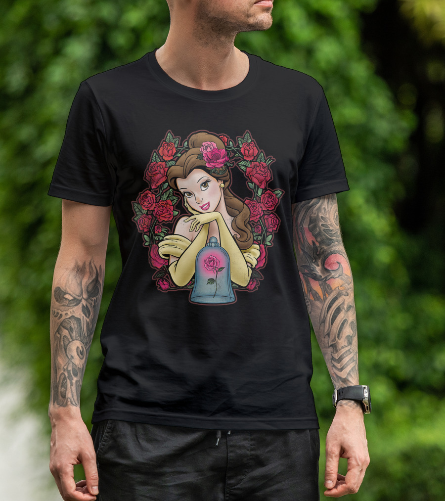 Disney Beauty And The Beast Belle Surrounded By Enchanted Roses T-Shirt