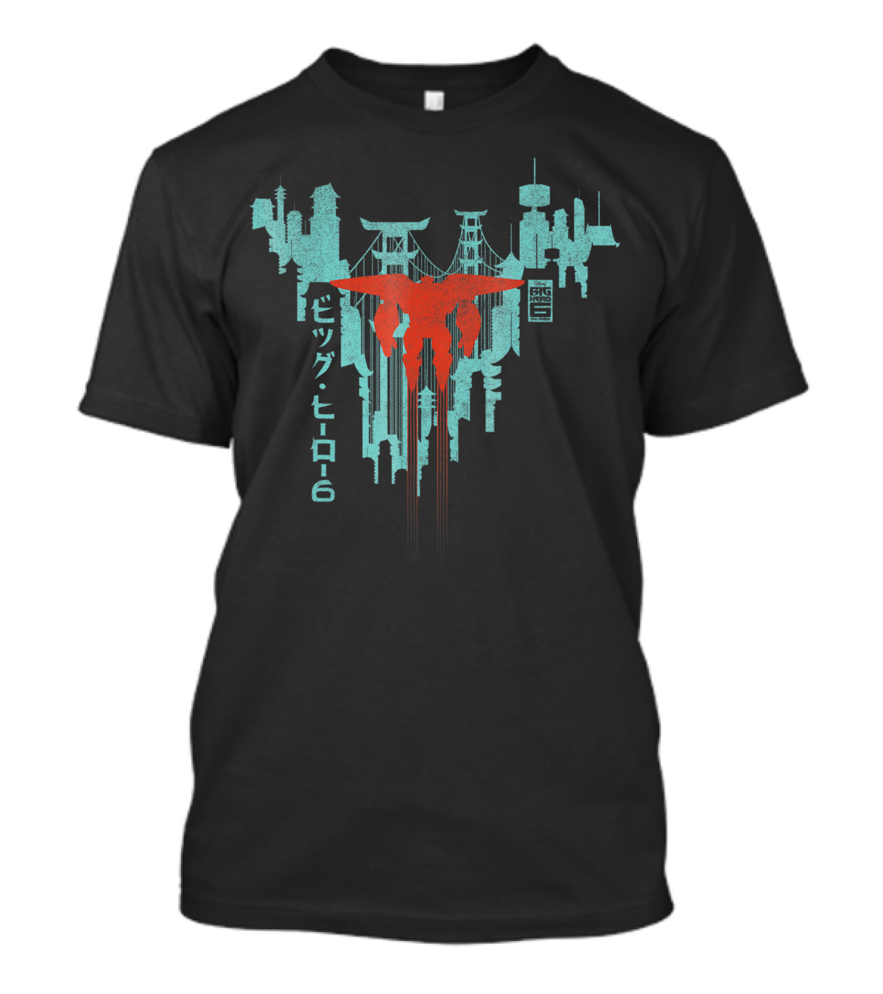 Big Hero 6 Baymax Flying Over City Skyline T-Shirt