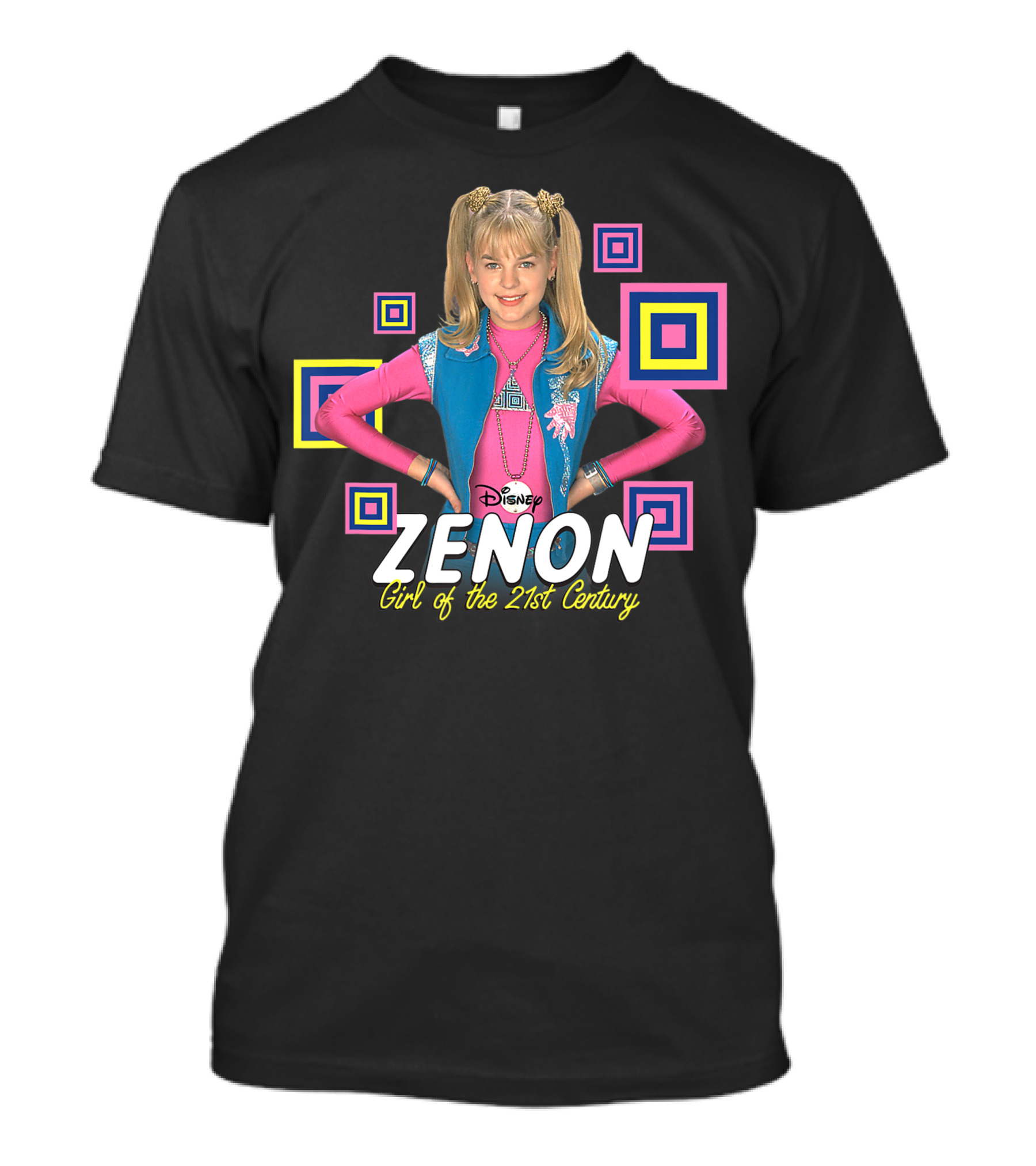 Disney Channel Zenon Girl Of The 21st Century Retro Style Actress With Colorful Geometric Background T-Shirt