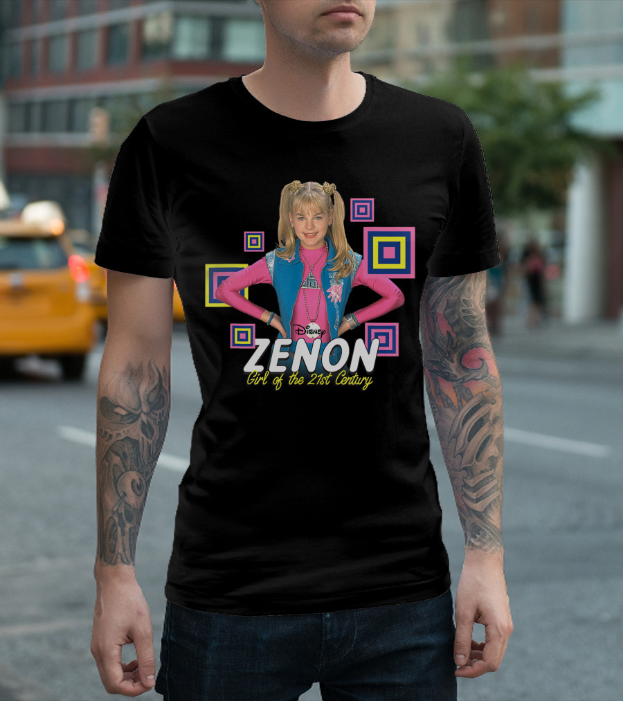 Disney Channel Zenon Girl Of The 21st Century Retro Style Actress With Colorful Geometric Background T-Shirt