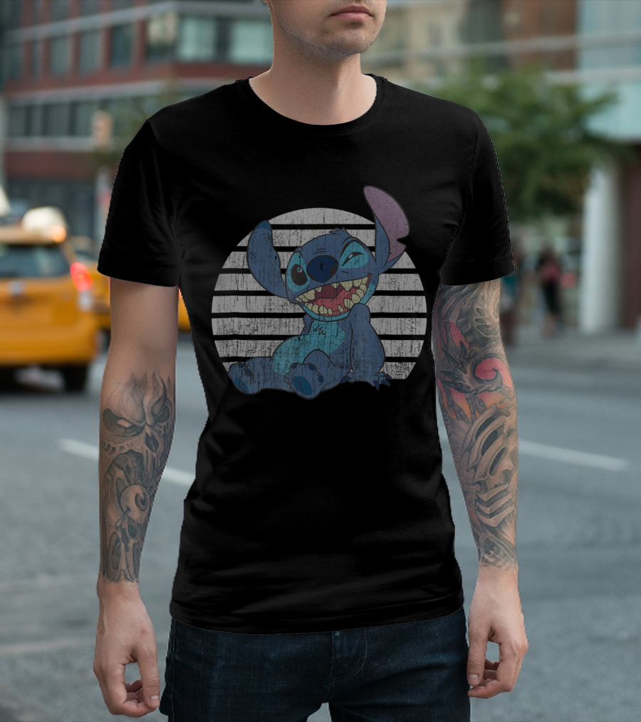 Disney Classic Stitch Winking Playful Pose Vintage Look T-Shirt