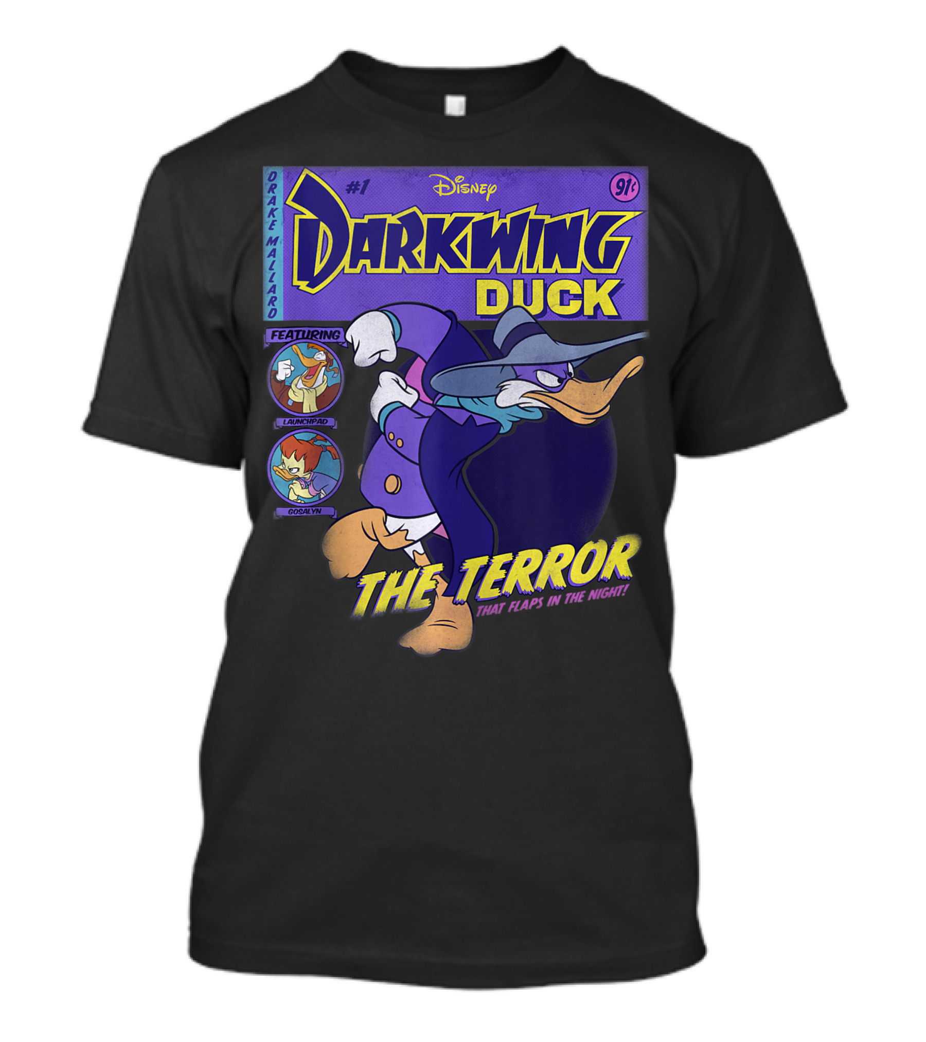 Disney Darkwing Duck Comic Cover The Terror That Flaps In The Night Drake Mallard Featuring Launchpad Gosalyn T-Shirt