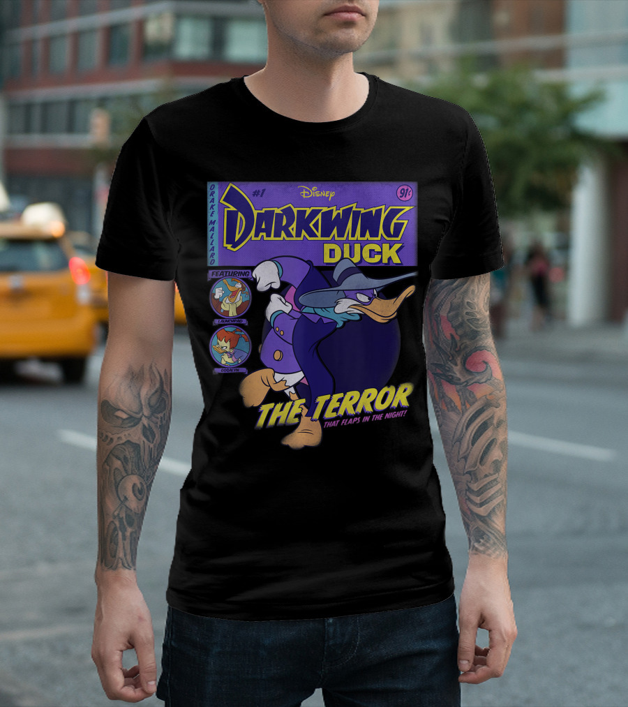 Disney Darkwing Duck Comic Cover The Terror That Flaps In The Night Drake Mallard Featuring Launchpad Gosalyn T-Shirt
