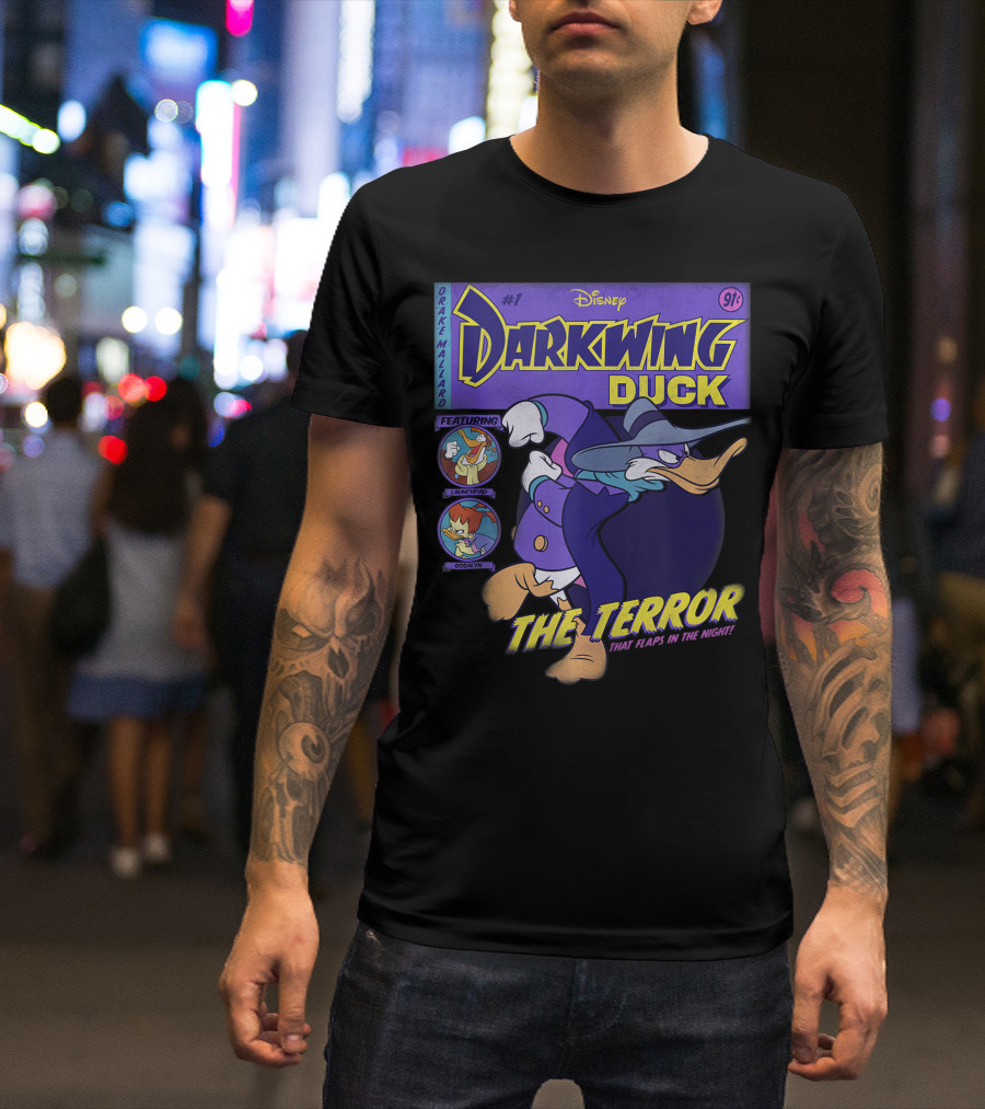 Disney Darkwing Duck Comic Cover The Terror That Flaps In The Night Drake Mallard Featuring Launchpad Gosalyn T-Shirt