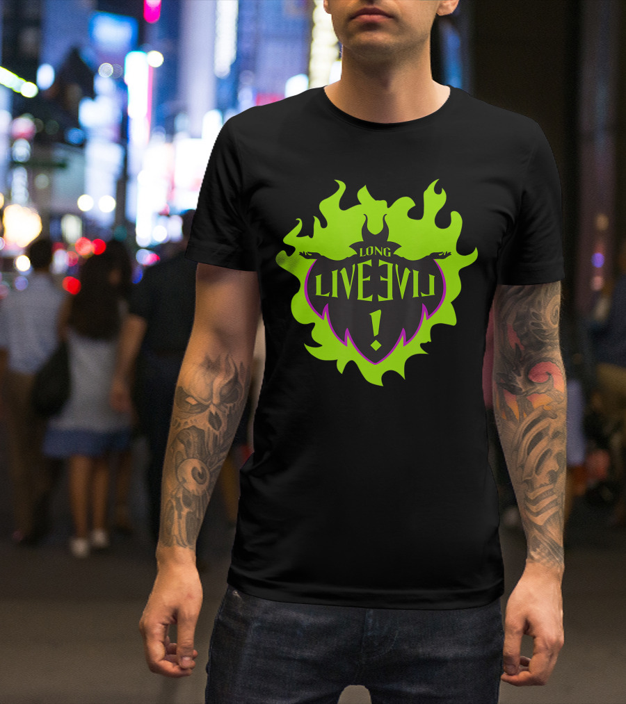 Disney Descendants Maleficent Long Live Evil Green Flames T-Shirt