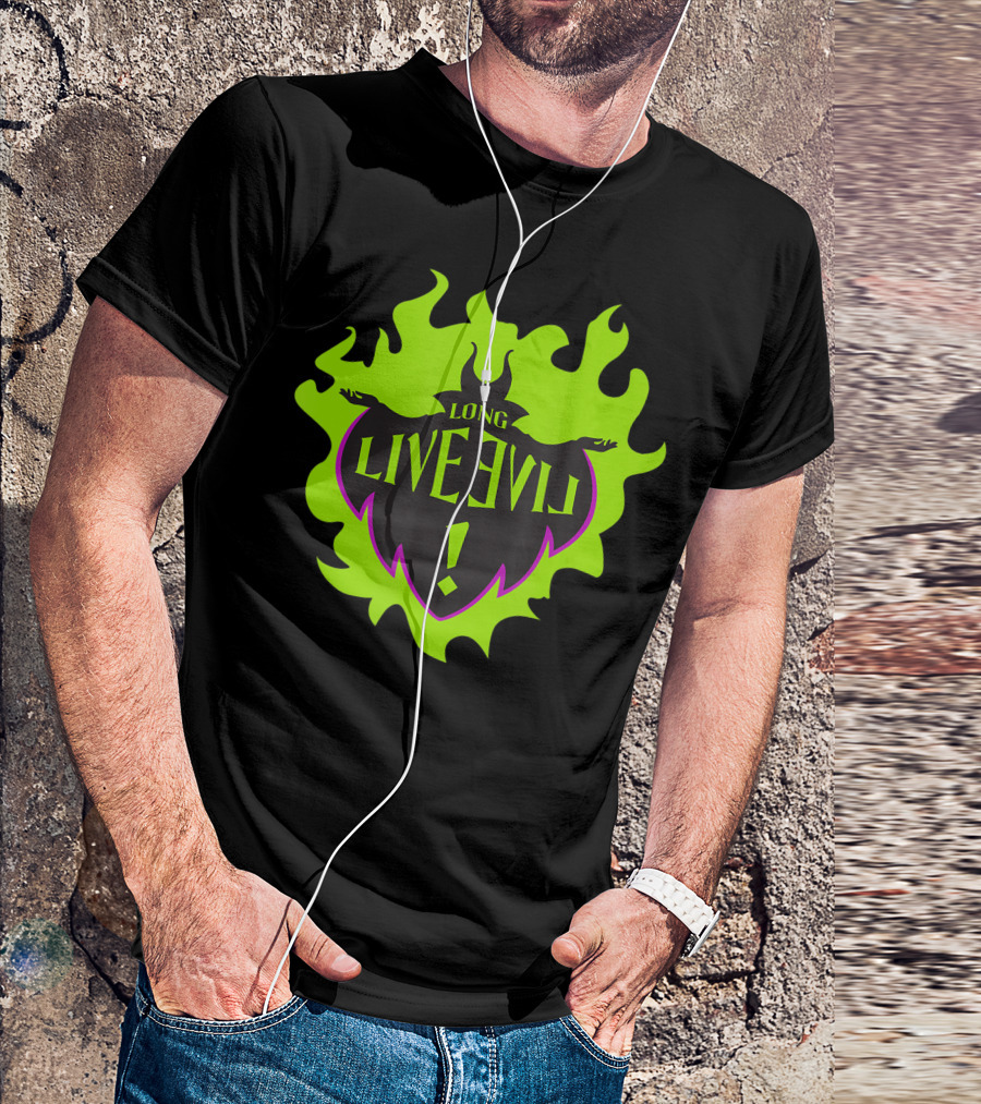 Disney Descendants Maleficent Long Live Evil Green Flames T-Shirt