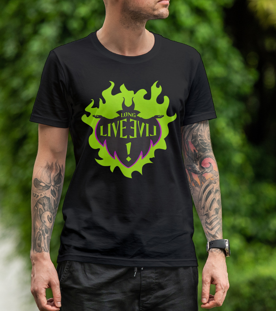 Disney Descendants Maleficent Long Live Evil Green Flames T-Shirt