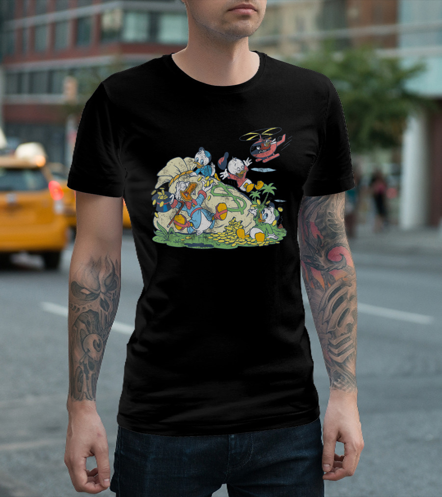Disney Duck Tales Scrooge and Nephews with Money Bag Adventure T-Shirt