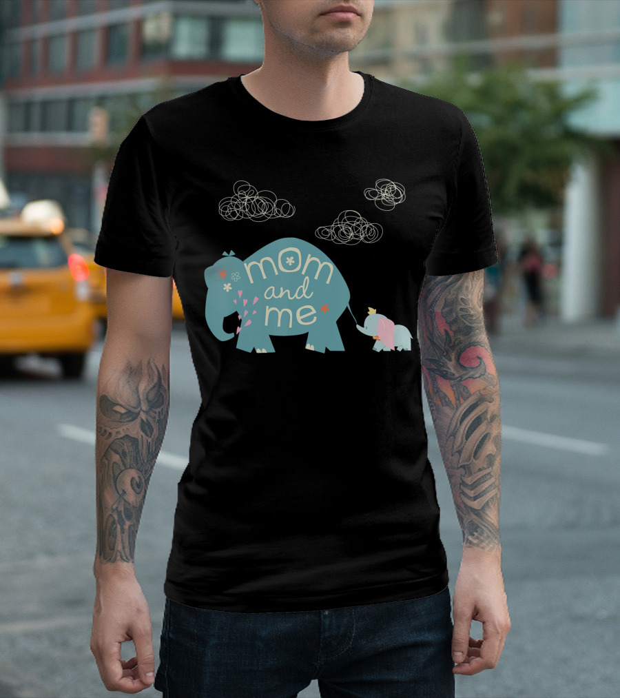 Disney Dumbo Mom And Me Cute Elephant Clouds And Flowers T-Shirt