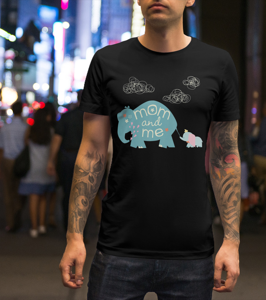 Disney Dumbo Mom And Me Cute Elephant Clouds And Flowers T-Shirt