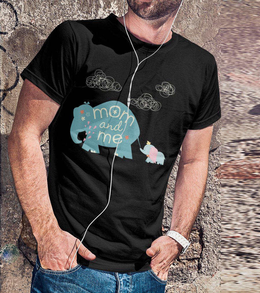 Disney Dumbo Mom And Me Cute Elephant Clouds And Flowers T-Shirt