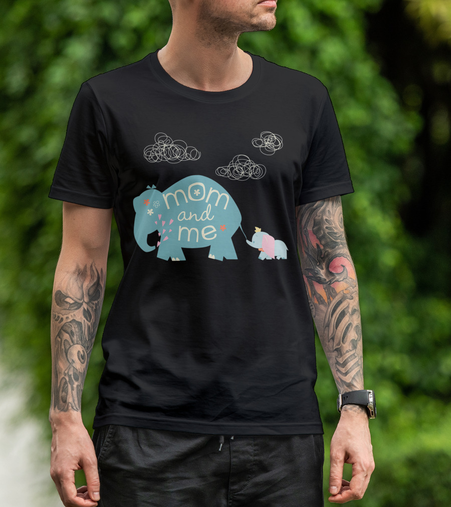 Disney Dumbo Mom And Me Cute Elephant Clouds And Flowers T-Shirt