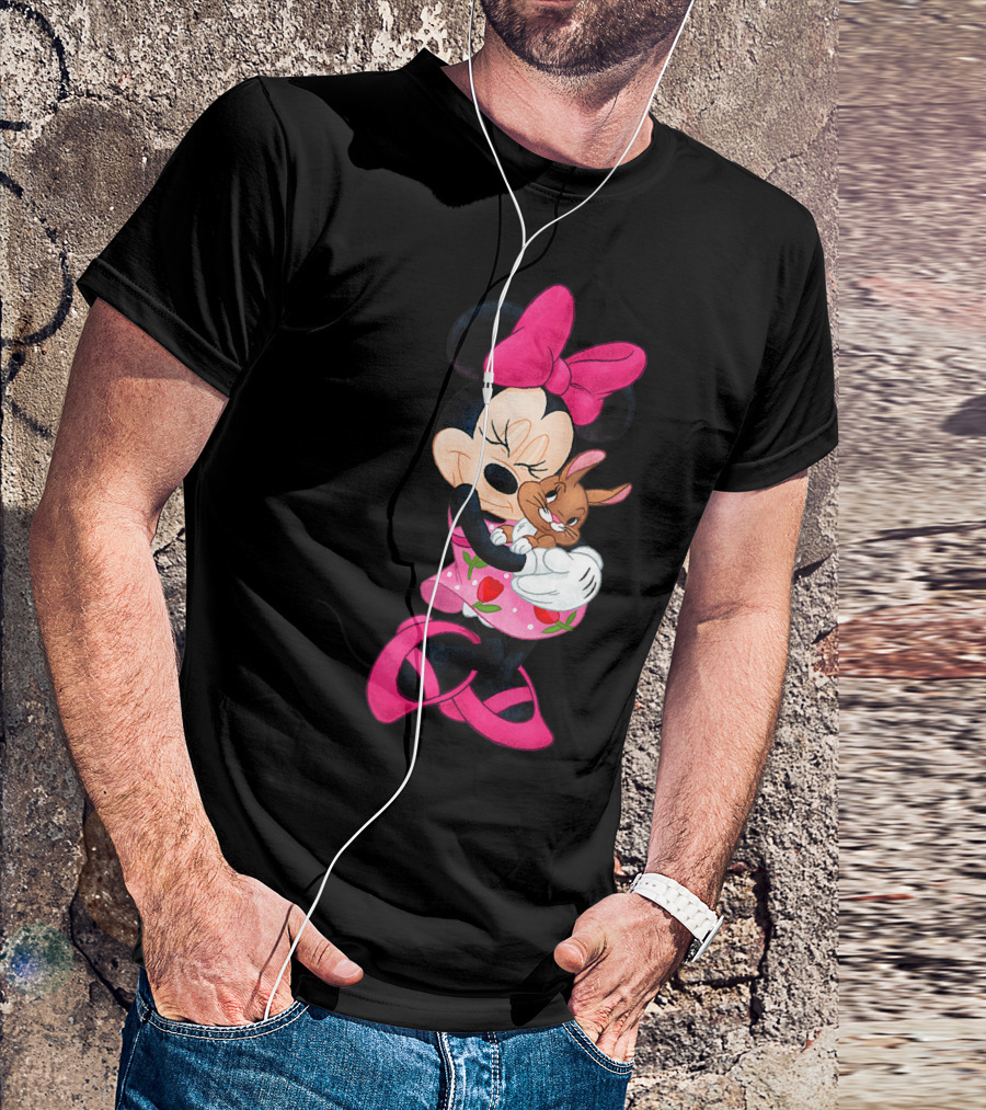 Disney Easter Minnie Mouse Cuddling Bunny T-Shirt