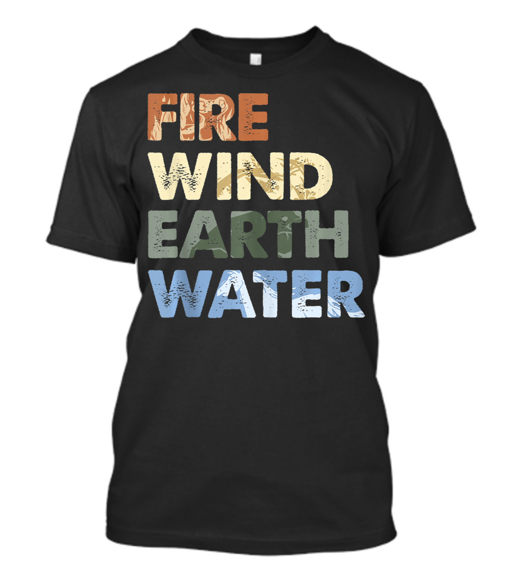 Disney Frozen 2 Fire Wind Earth Water Element Text Stack Fill T-Shirt