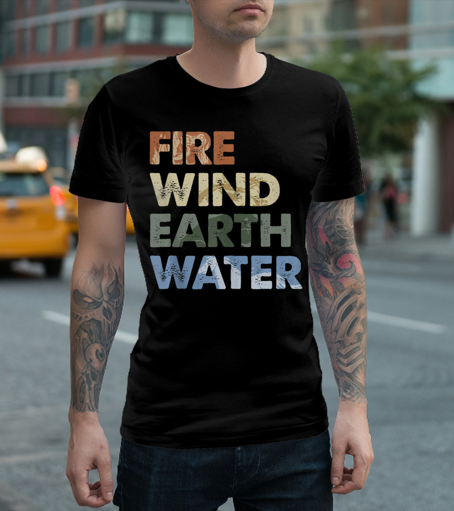 Disney Frozen 2 Fire Wind Earth Water Element Text Stack Fill T-Shirt