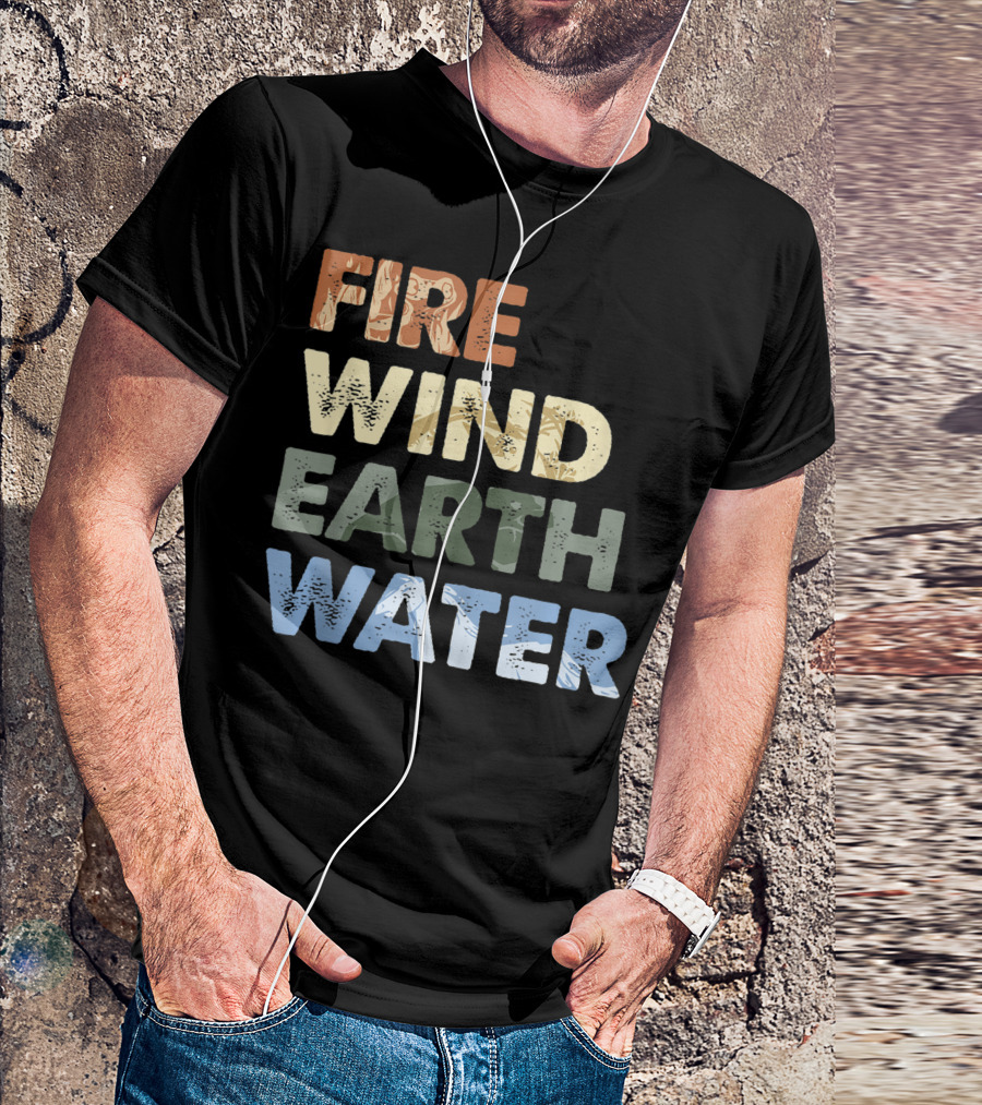 Disney Frozen 2 Fire Wind Earth Water Element Text Stack Fill T-Shirt