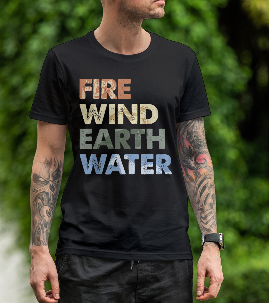 Disney Frozen 2 Fire Wind Earth Water Element Text Stack Fill T-Shirt
