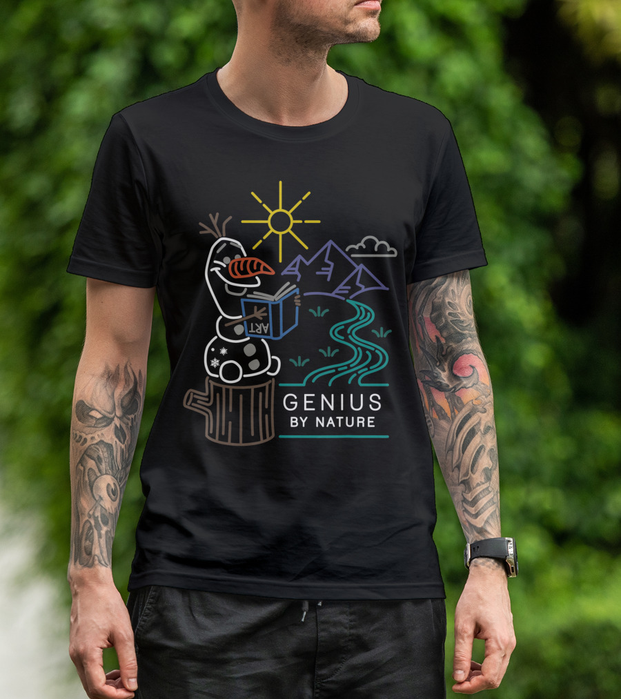 Frozen 2 Olaf Genius By Nature With Sun, Mountains, And Creek T-Shirt
