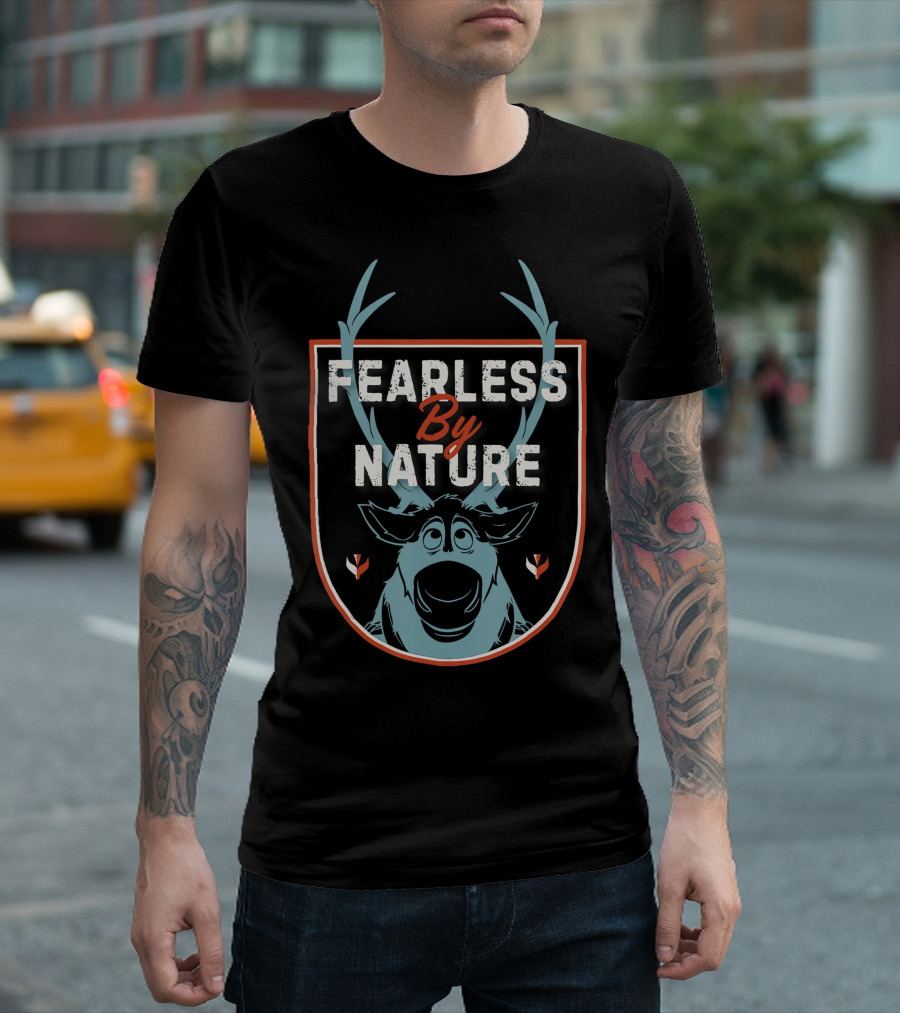 Disney Frozen 2 Sven Fearless By Nature Crest Antlers Badge T-Shirt
