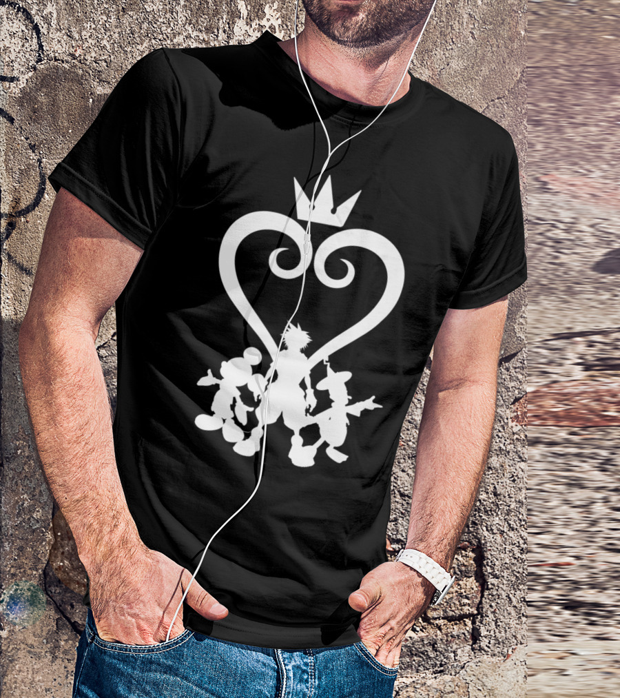 Kingdom Hearts Iconic Characters Silhouettes With Heart And Crown T-Shirt