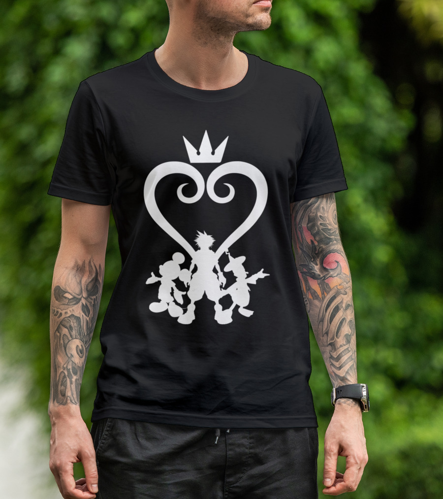 Kingdom Hearts Iconic Characters Silhouettes With Heart And Crown T-Shirt