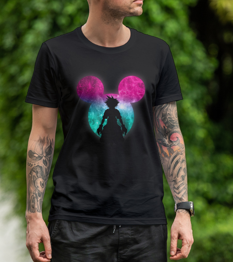 Kingdom Hearts Mickey Mouse Silhouette With Galactic Clouds T-Shirt