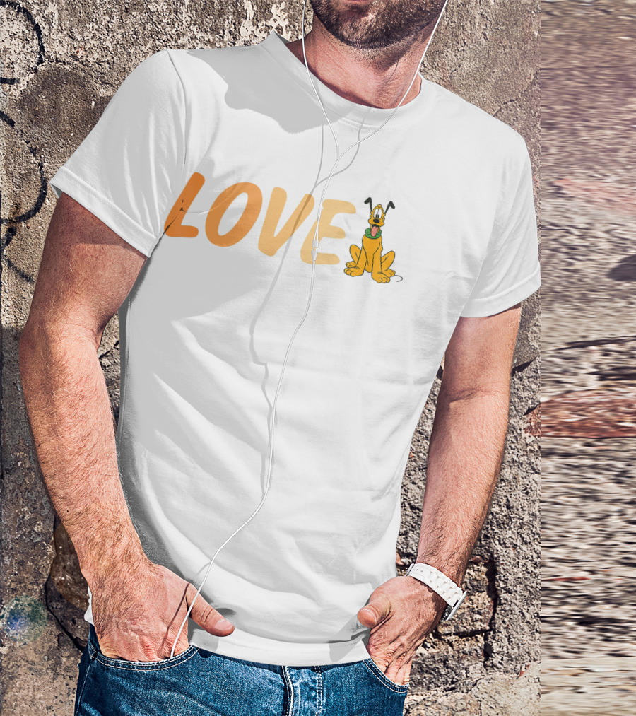 Disney Love Pluto Dog Animated Character T-Shirt