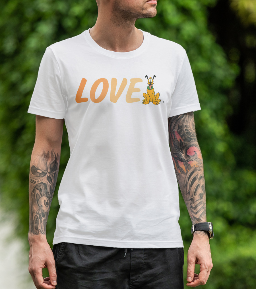 Disney Love Pluto Dog Animated Character T-Shirt