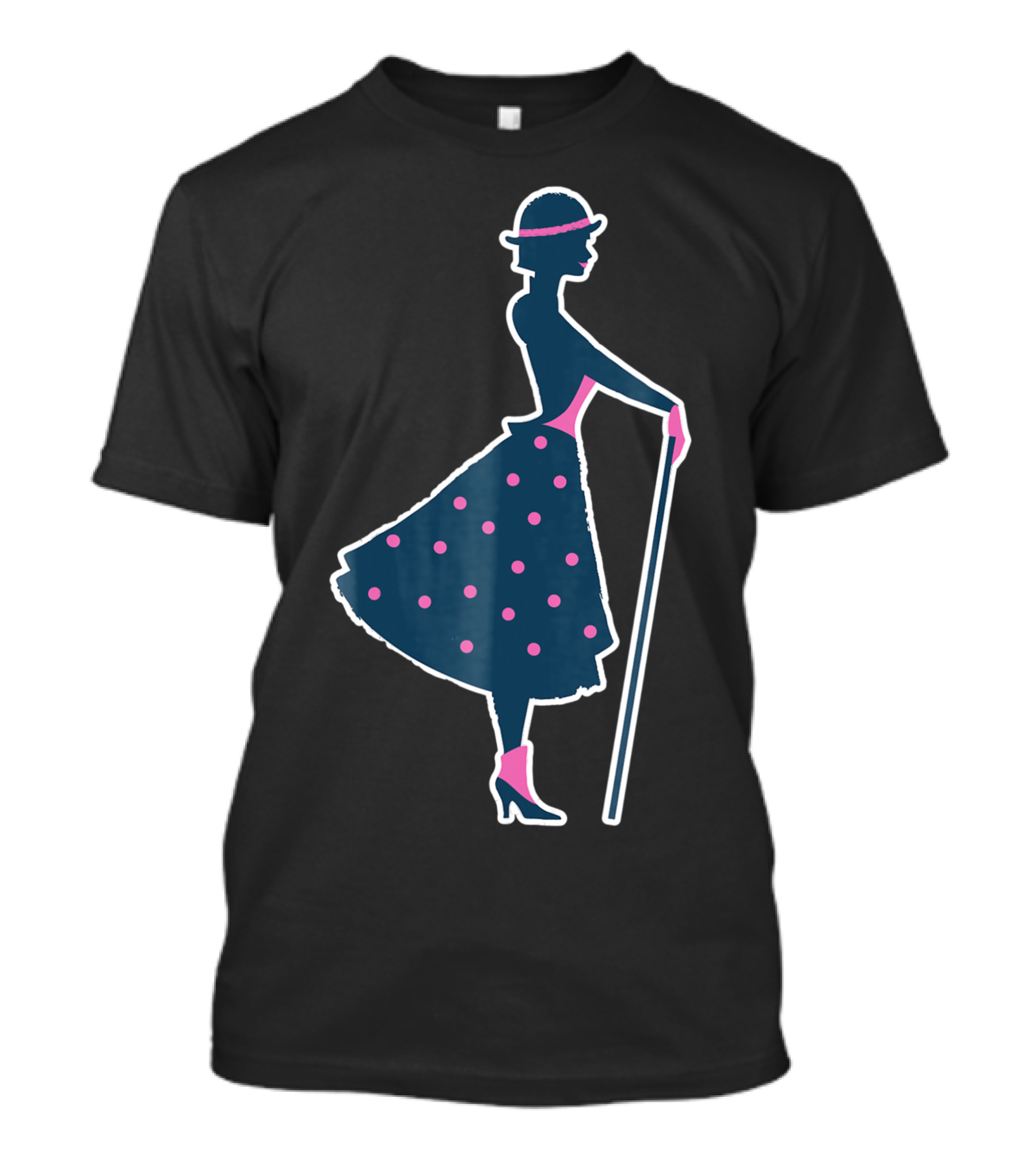 Disney Mary Poppins Silhouette Cane Polka Dot Dress T-Shirt