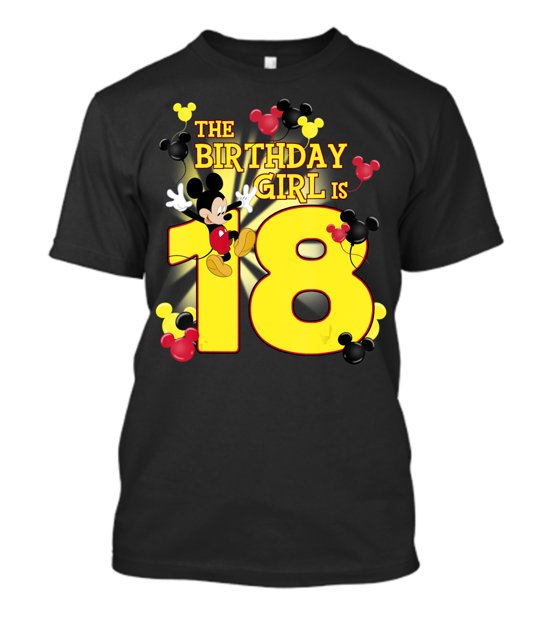 Disney Mickey The Birthday Girl Is 18 Balloons T-Shirt