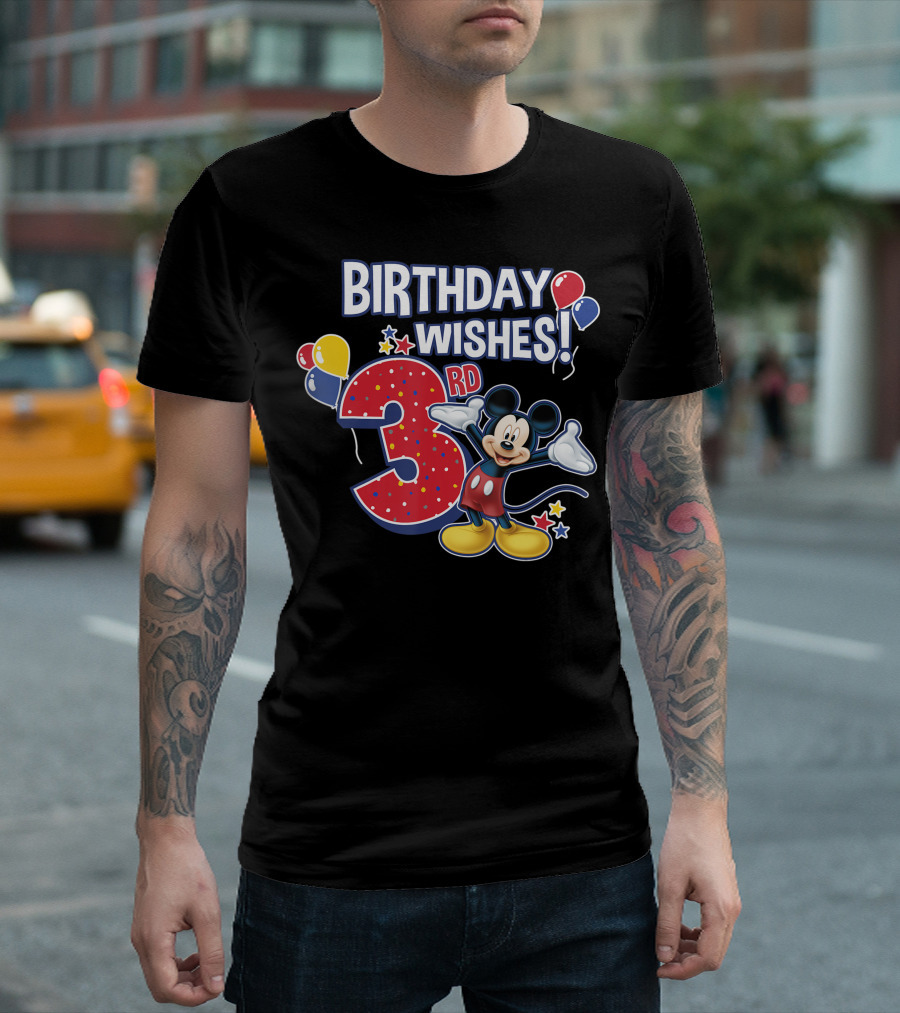 Birthday Wishes 3rd Mickey Mouse Disney T-Shirt