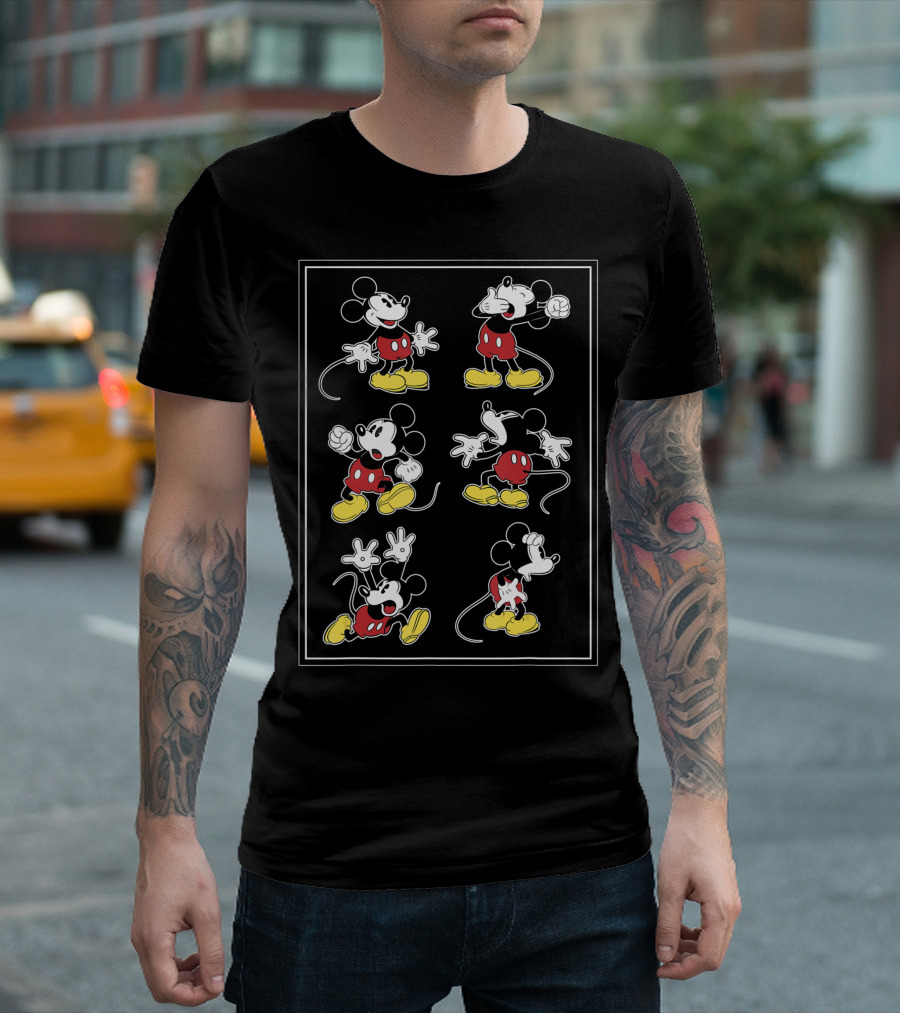 Disney Mickey And Friends Mickey Mouse Action Poses Classic Cartoon T-Shirt