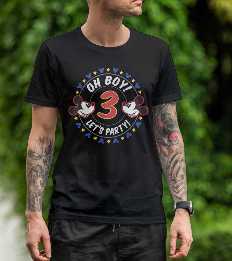 Disney Mickey Oh Boy 3 Let's Party Birthday T-Shirt