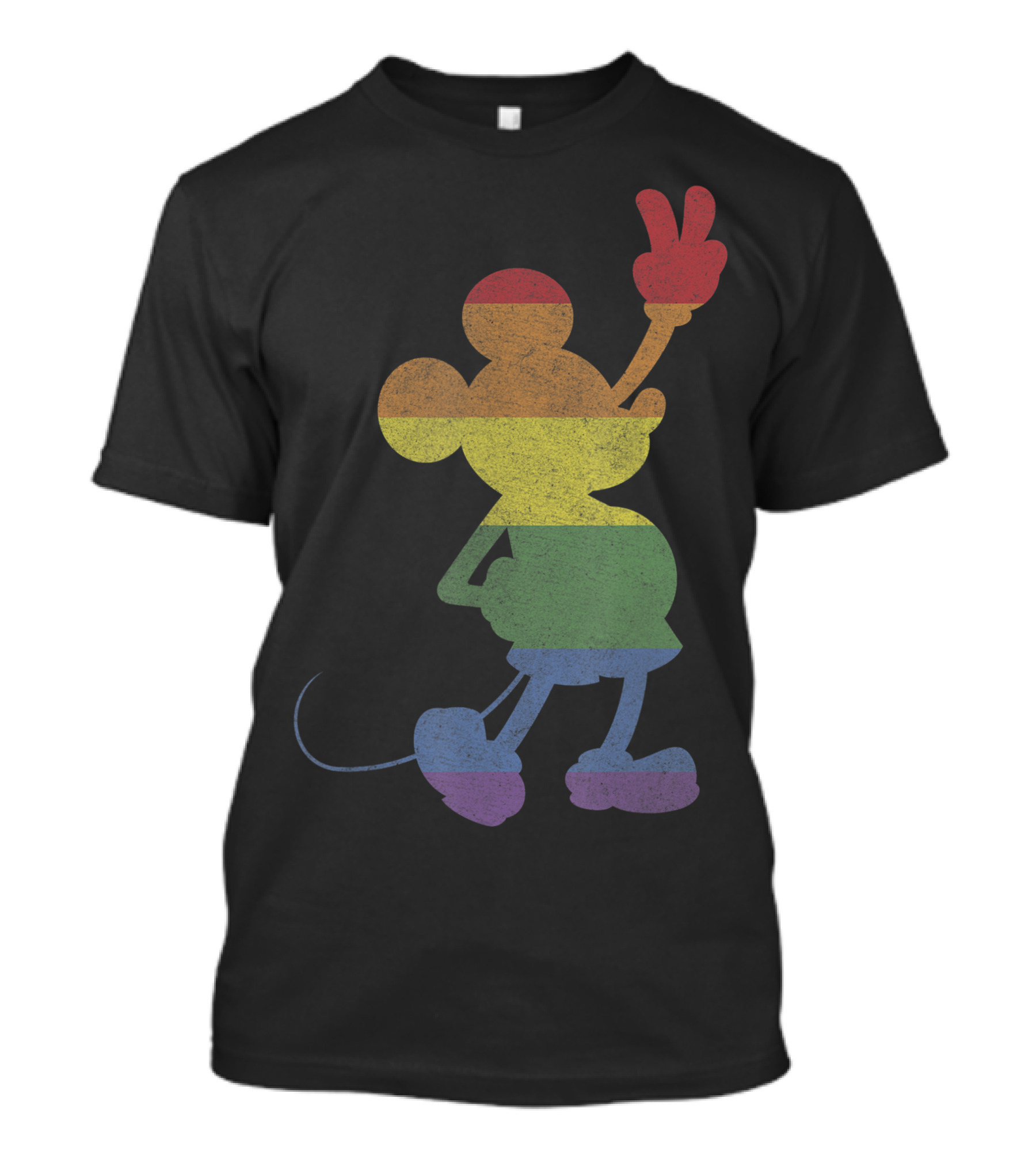 Disney Mickey And Friends Pride Rainbow Stripe Peace Mickey T-Shirt