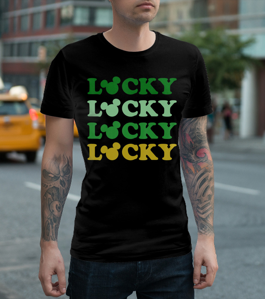 Mickey Lucky St Patricks Day Stack Disney Friends T-Shirt