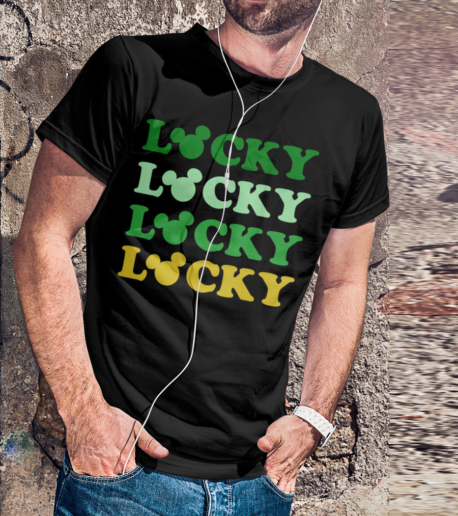 Mickey Lucky St Patricks Day Stack Disney Friends T-Shirt