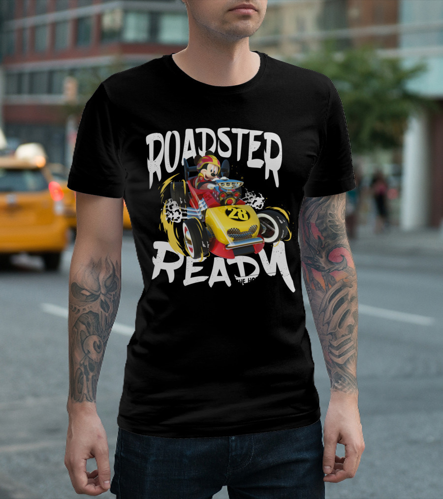 Disney Mickey Roadster Ready Hot Doggin' Hot Rod 28 T-Shirt