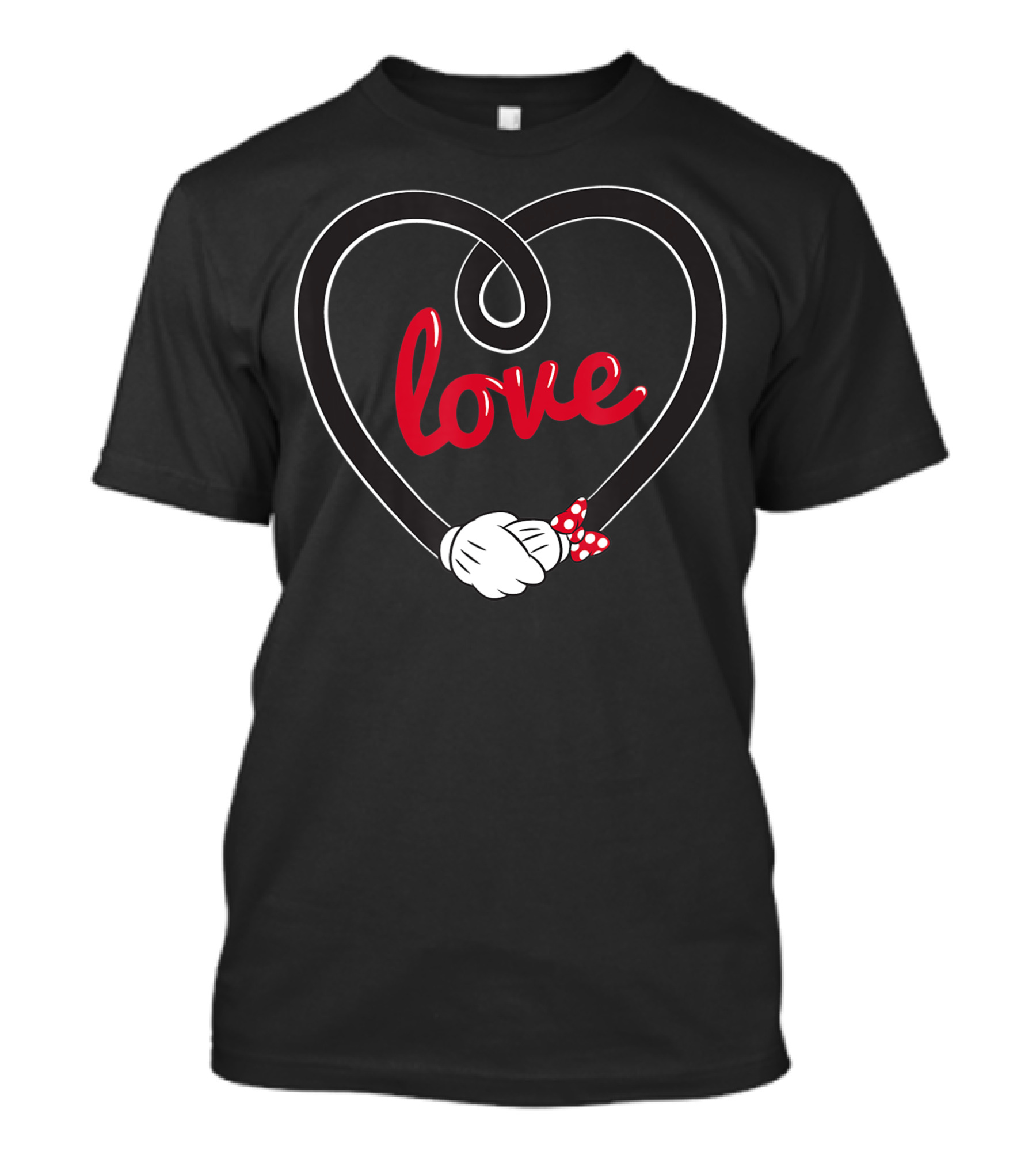 Disney Mickey Minnie Mouse Love Heart Holding Hands T-Shirt