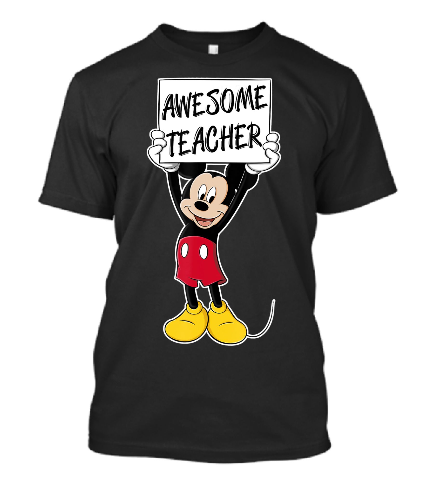 Disney Mickey Mouse Awesome Teacher Holding Sign T-Shirt