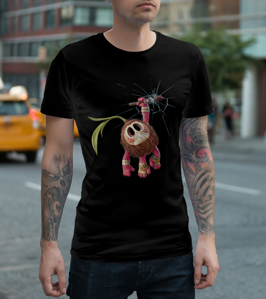 Disney Moana Kakamora Coconut Warrior with Spear and Cracked Glass Effect T-Shirt