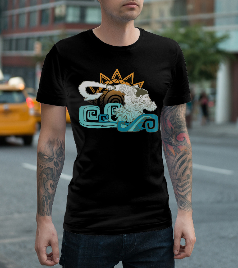 Disney Moana Maui Hook Surfing Sun Adventure T-Shirt