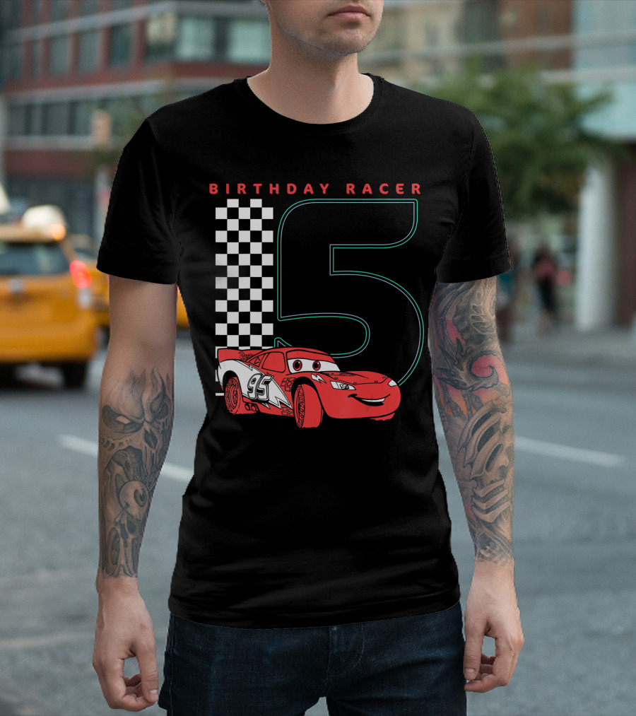 Birthday Racer 5 Lightning McQueen Disney Pixar Cars T-Shirt