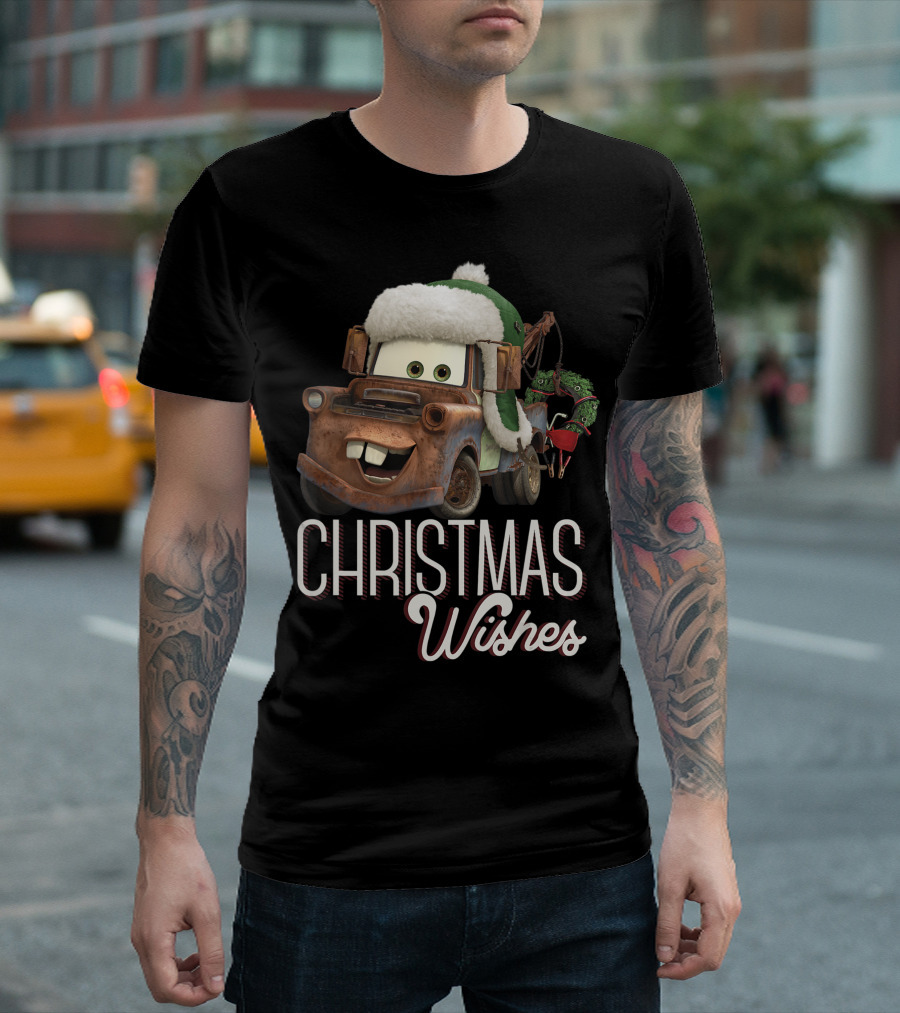 Disney Pixar Cars Tow Mater Christmas Wishes Festive Truck and Holiday Cheer T-Shirt
