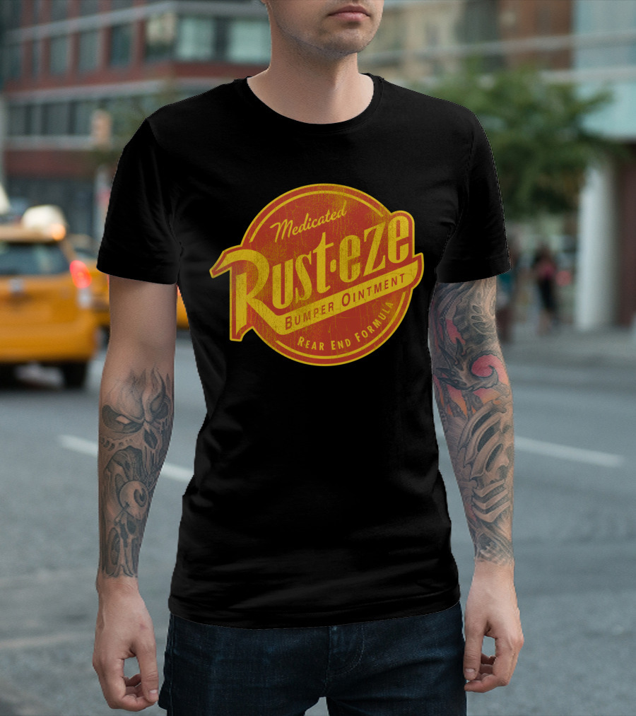 Medicated Rust-Eze Bumper Ointment Rear End Formula Disney Pixar Cars Vintage T-Shirt