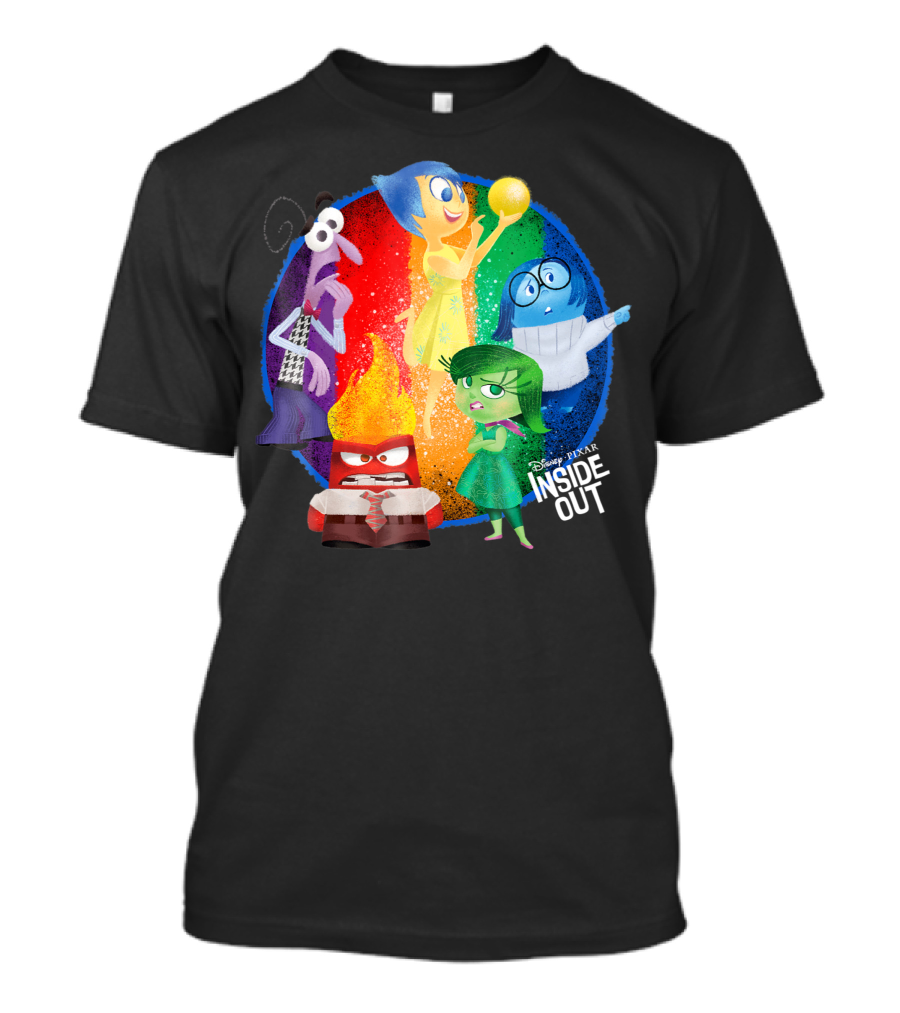 Disney Pixar Inside Out Colorful Characters Joy Anger Sadness Disgust Fear Circle T-Shirt