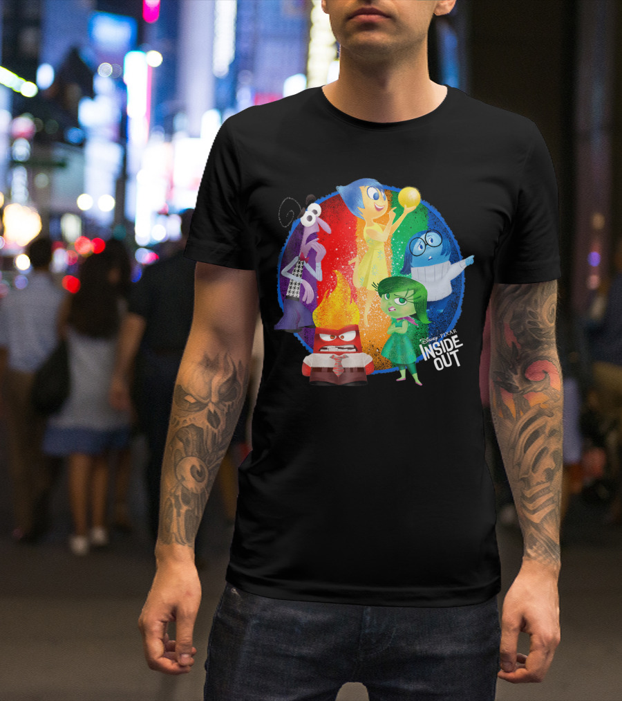 Disney Pixar Inside Out Colorful Characters Joy Anger Sadness Disgust Fear Circle T-Shirt