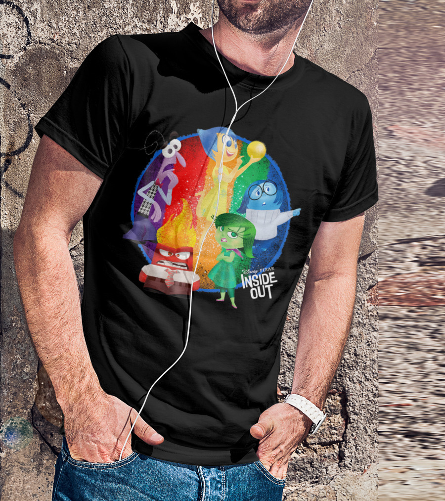 Disney Pixar Inside Out Colorful Characters Joy Anger Sadness Disgust Fear Circle T-Shirt